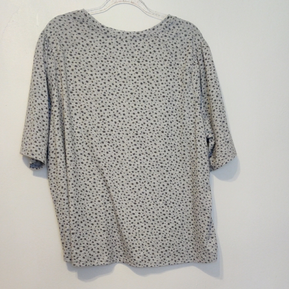 DEMOCRACY. Gray Polka Dot Women's Top - Picture 2 of 7